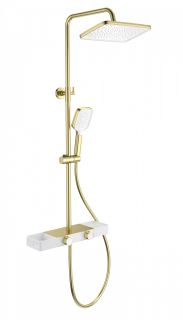 Душевая стойка Wonzon & Woghand Shelf WW-B3552-BG с термостатом брашированное золото